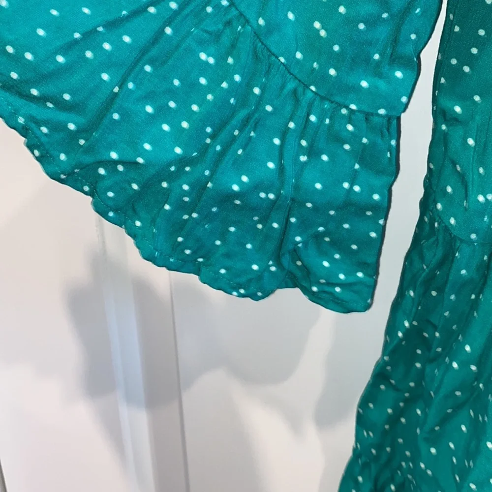 Gymboree Girls Green and White Polka Dot Dress